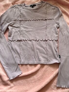 Vans Lavender Ruffle-Trim Long Sleeve Tee